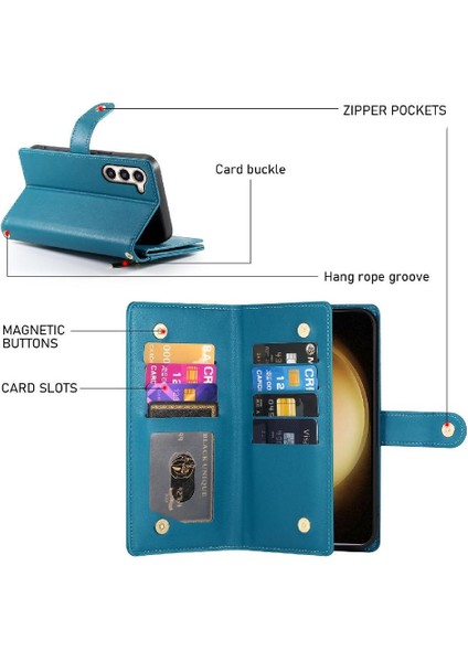 Samsung Galaxy S23 Artı Kickstand Çok Fonksiyonlu Kart Yuvaları Için Flip Case (Yurt Dışından)