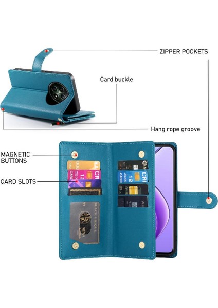 Realme 12 5g Bilek Kayışı Çok Fonksiyonlu Kart Yuvaları Cüzdan Için Flip Case (Yurt Dışından)