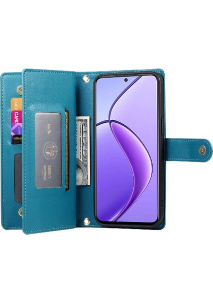 Realme 12 5g Bilek Kayışı Çok Fonksiyonlu Kart Yuvaları Cüzdan Için Flip Case (Yurt Dışından)