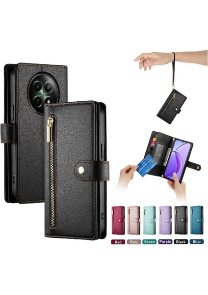 Realme 12 5g Bilek Kayışı Çok Fonksiyonlu Kart Yuvaları Cüzdan Için Flip Case (Yurt Dışından)
