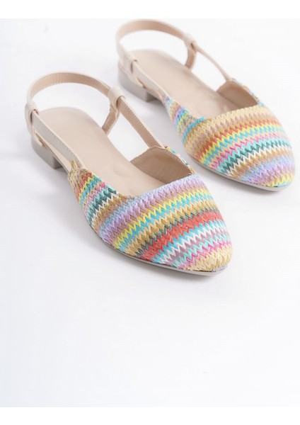 Gısele Kadın Gökkuşağı Hasır Detay Günlük Rahat Şık Sivri Burun Sandalet Terlik GISELE-1980 fırsatları