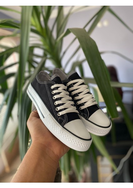 Siyah Kısa Keten Sneaker Spor Ayakkabı Günlük modelleri