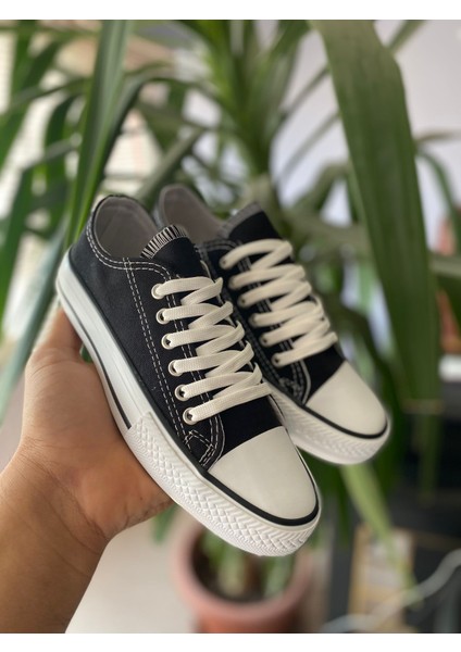Siyah Kısa Keten Sneaker Spor Ayakkabı Günlük fırsatları