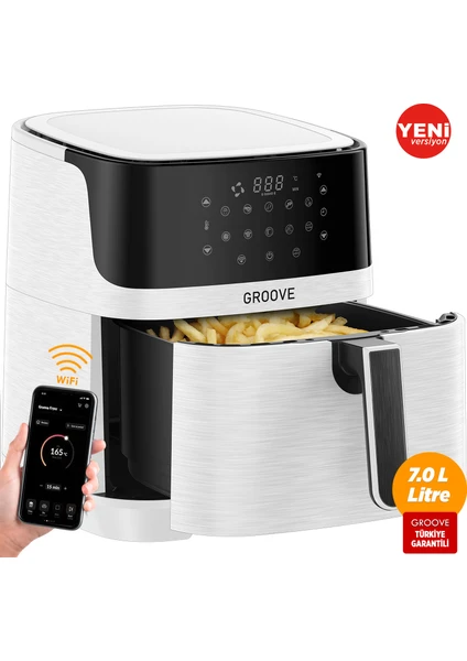 Max XXL 7L 1800W WiFi Smart Airfryer Air Fryer Yağsız Sıcak Hava Fritözü Beyaz