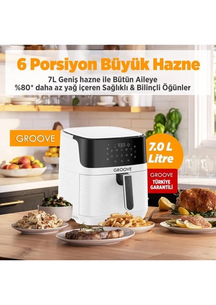 Max XXL 7L 1800W WiFi Smart Airfryer Air Fryer Yağsız Sıcak Hava Fritözü Beyaz