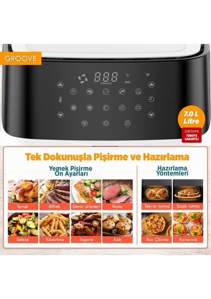 Max XXL 7L 1800W WiFi Smart Airfryer Air Fryer Yağsız Sıcak Hava Fritözü Beyaz