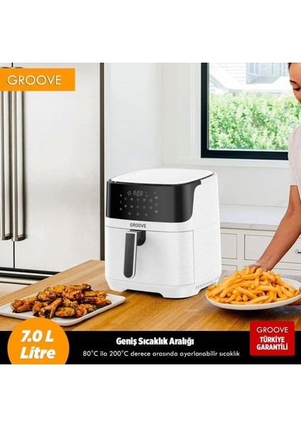 Max XXL 7L 1800W WiFi Smart Airfryer Air Fryer Yağsız Sıcak Hava Fritözü Beyaz