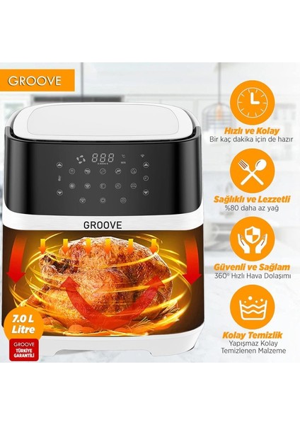 Max XXL 7L 1800W WiFi Smart Airfryer Air Fryer Yağsız Sıcak Hava Fritözü Beyaz