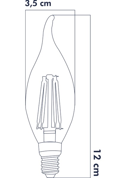 Rustik LED Ampul 4W E14 Ince Duy Gün Işığı 3200K 10 Adet Kıvrık Mum Ampul