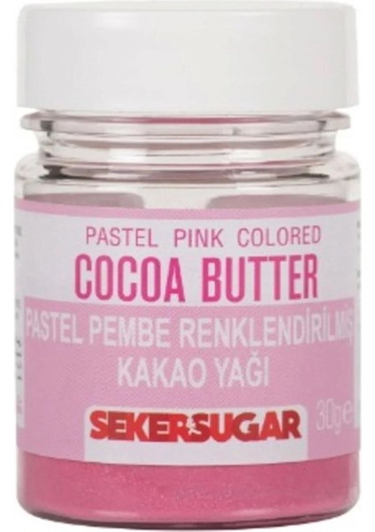 Pastel Pembe Yenilebilir Renklendirilmiş Kakao Yağı 30 gr Cacao Butter