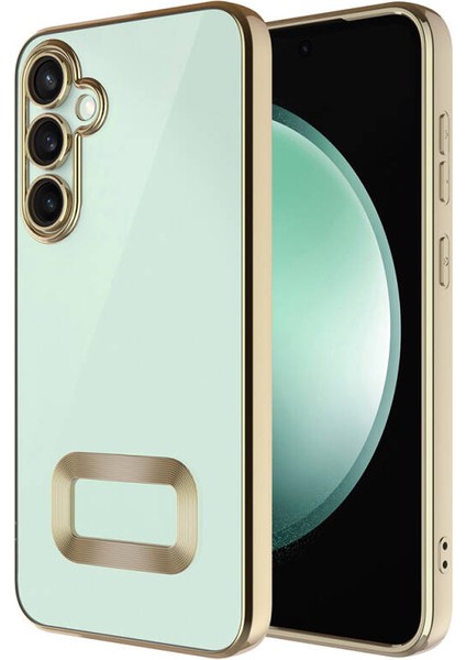 Samsung Galaxy S24 Plus Kılıf Logo Detaylı ve Kenarları Renkli Velina Premium Kapak