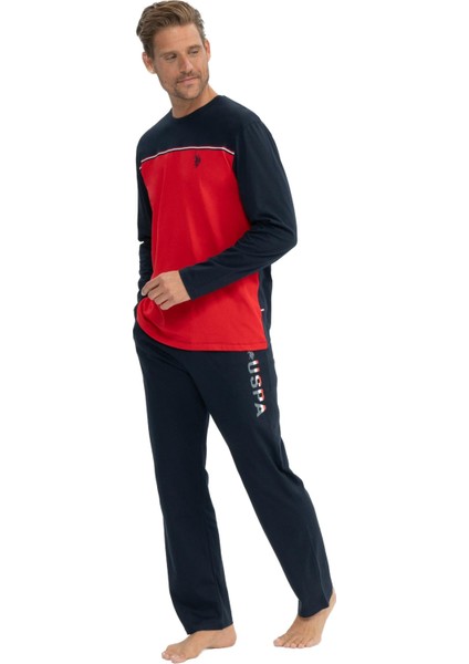 Erkek Kırmızı Yuvarlak Yaka Pijama Takımı modelleri