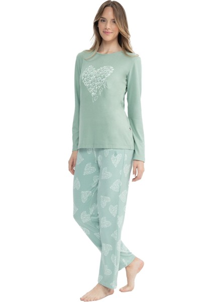 Kadın Mint Yuvarlak Yaka Pijama Takımı fiyatları