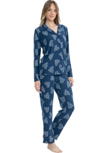 Kadın Lacivert Boydan Patlı Pijama Takımı fiyatları