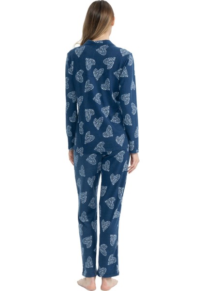 Kadın Lacivert Boydan Patlı Pijama Takımı modelleri