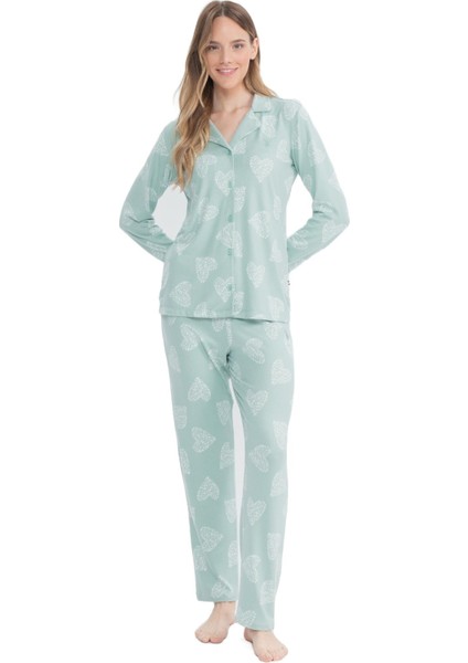 Kadın Mint Boydan Patlı Pijama Takımı