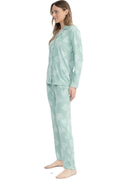 Kadın Mint Boydan Patlı Pijama Takımı modelleri