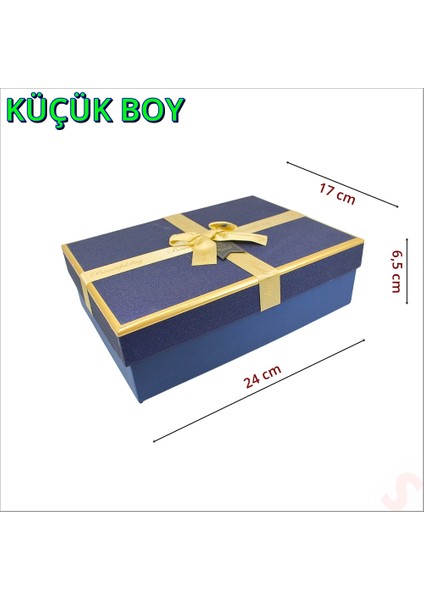 Fiyonklu Kutu Küçük Boy, 24 x 17 x 6,5 cm - Lacivert