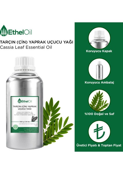 Tarçın (Çin) Yaprak Uçucu Yağı - Etheloil – 500 gr - Saf ve Doğal Uçucu Yağ - Üretici Firma fiyatları