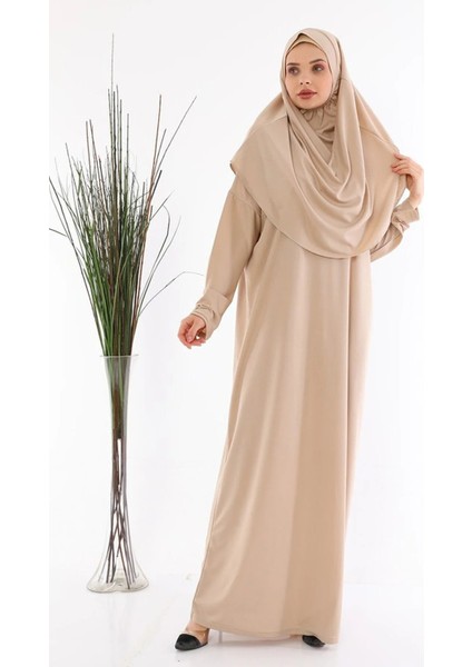 Pratik Başörtülü Tek Parça Namaz Elbisesi