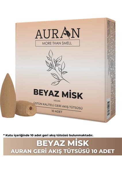 Beyaz Misk Kokulu Geri Akış Tütsüsü konik Tütsü White Musk Backflow Incense Cones 10 Adet