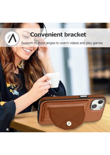 IPhone 14 Için Kılıf Artı Kickstand Koruyucu Kapak Premium Pu Deri Kart (Yurt Dışından)