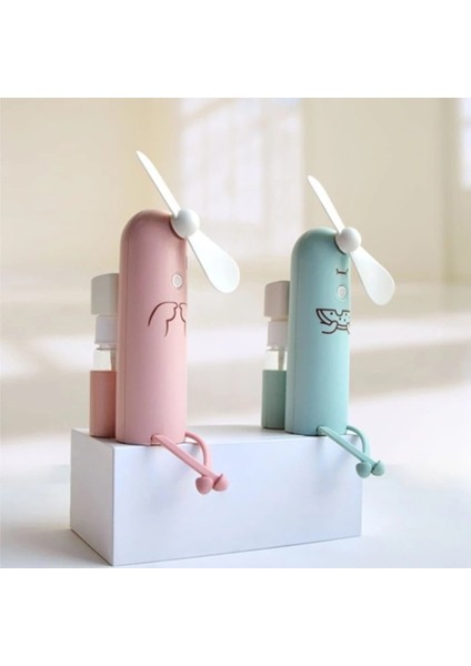 Yaratıcı Cep Telefonu Braketi Karikatür Sprey Mini Fan Taşınabilir USB Fan Yeşil (Yurt Dışından) fırsatları