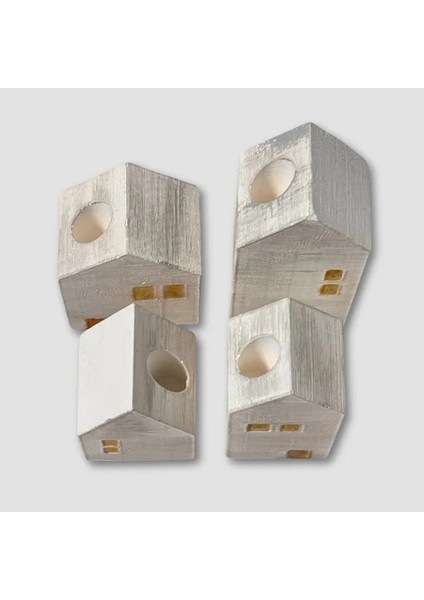 El Yapımı 4 Lü Set Özel Tasarım Ev Figürlü Mumluk 10CM - 8cm - 7cm - 6cm