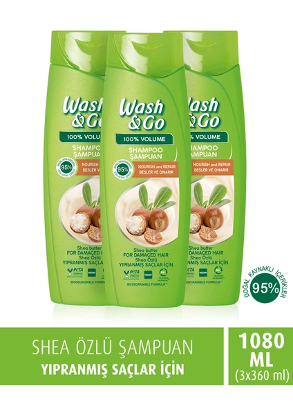 Wash & Go Shea Özlü Şampuan 360 ml X3 Adet