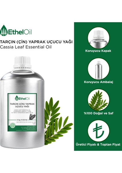 Tarçın (Çin) Yaprak Uçucu Yağı - Etheloil – 5 kg - Saf ve Doğal Uçucu Yağ - Üretici Firma fiyatları