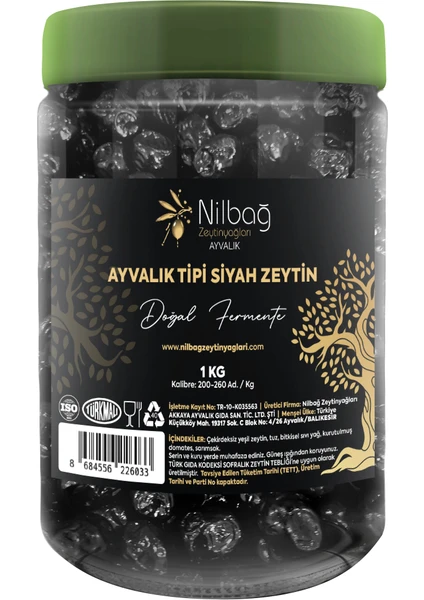 Nilbağ Zeytinyağları Ayvalık Tipi Siyah Zeytin 1 kg