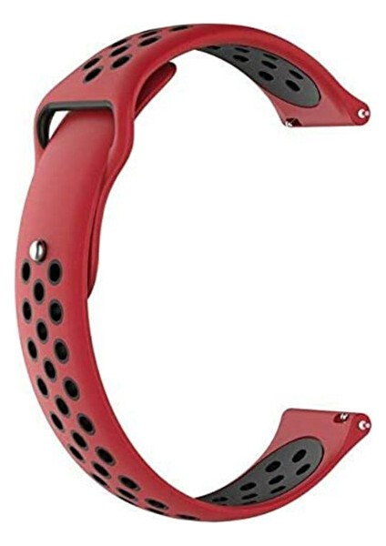 Samsung Galaxy Watch 7 40MM Kordon Delikli Çift Renk Silikon Kırmızı