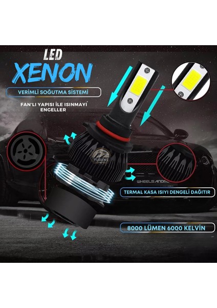 Honda Civic V-Tec 2 2001-2006 Kısa Far Uyumlu Şimşek Etkili LED Xenon Light Series Hb4