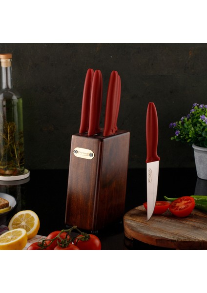 6 Parça Pure Line Stantlı Bıçak Seti (Sebze, Ekmek, Mutfak, Et, Şef Bıçağı + Stant)