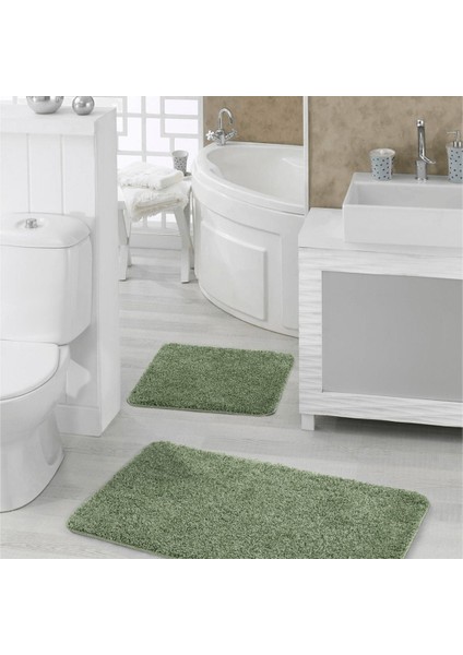 Doğal Kaymaz Taban 2'li Soft Shaggy Banyo Paspası 60X100 - 50X60