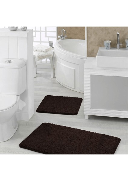 Doğal Kaymaz Taban 2'li Soft Shaggy Banyo Paspası 60X100 - 50X60