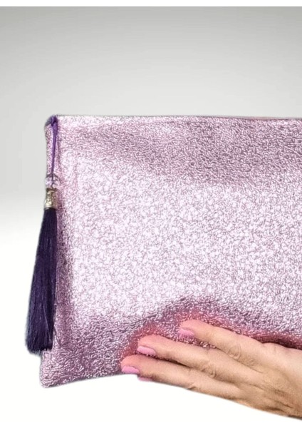 Krimo Fashion Kadın Deri Portföy Clutch Pembe Çanta El Çantası