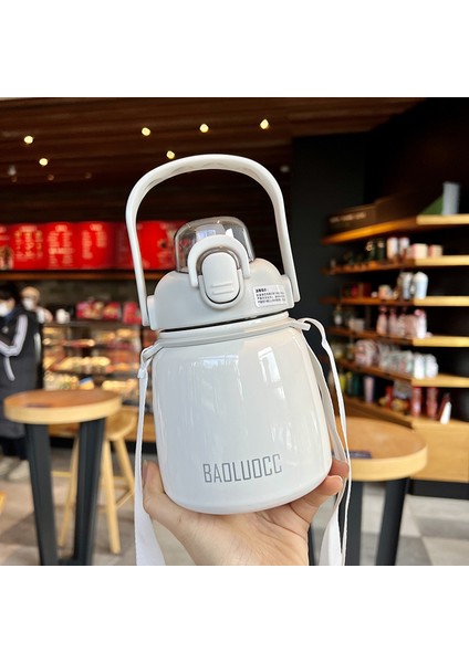 Kız Öğrenciler Için Çocuk Termos Bardak Büyük Kapasiteli Paslanmaz Çelik Su Bardağı Yüksek Değerli Göbekli Bardak 650ML (Yurt Dışından)