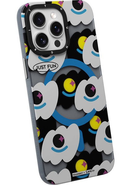 Apple iPhone 14 Pro Uyumlu Kılıf Magsafe Şarj Özellikli Youngkit Happy View Serisi Kapak Mavi