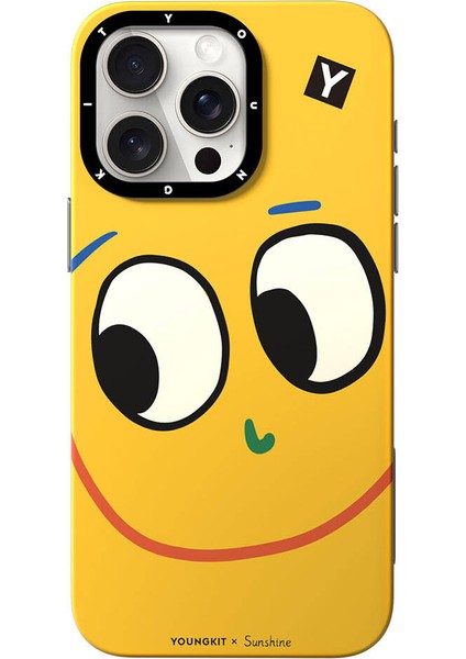 Apple iPhone 15 Pro Uyumlu Kılıf Magsafe Özellikli Sunshine Tasarımlı Youngkit Daily Happy Serisi Sarı