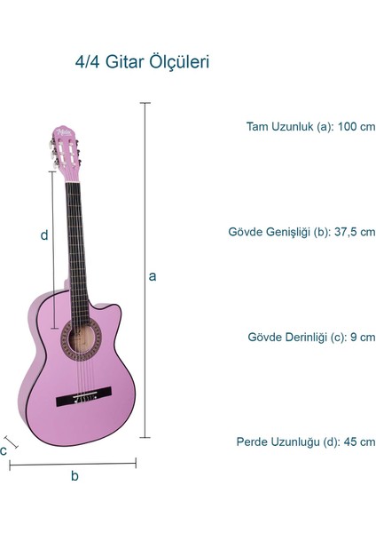 CG-390PU-XBAG Lila Renk Klasik Gitar 4/4 Sap Ayarlı Kesik Kasa