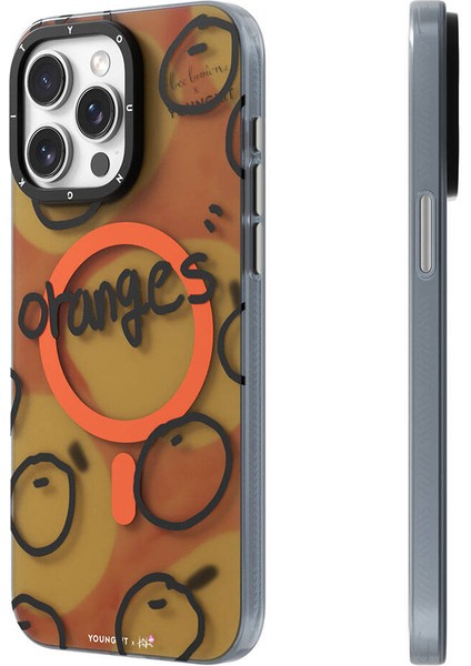 Apple iPhone 15 Pro Max Uyumlu Kılıf Magsafe Özellikli Bee Brown Tasarımlı Youngkit Funny Serisi Turuncu indirimleri