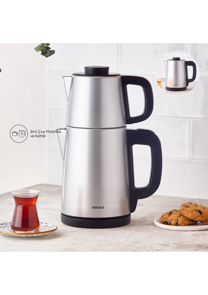 2 In 1 Çay Makinesi ve Su Isıtıcı Paslanmaz Çelik Inox