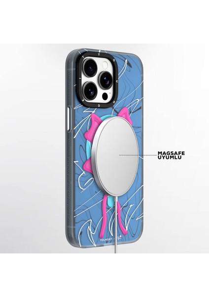 Apple iPhone 15 Pro Max Uyumlu Kılıf Magsafe Şarj Özellikli Youngkit Anti-Trend Serisi Kapak Mavi modelleri
