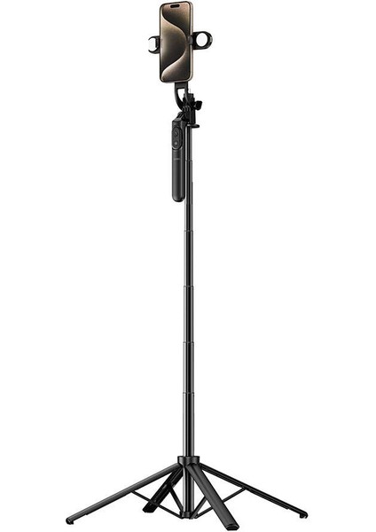 Canlı Yayın Dolgu Işıklı Teleskopik Tripod ve Selfie Çubuğu Wiwu WI-SE012 Açılabilir Ayaklı 185 cm