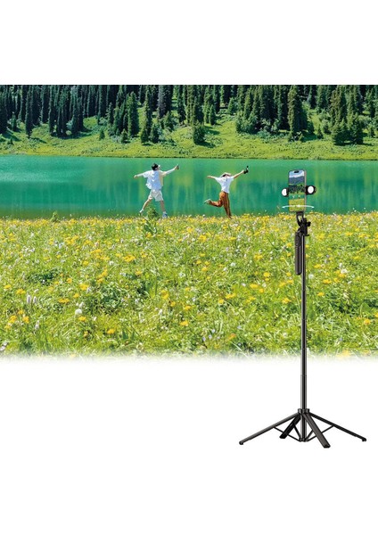 Canlı Yayın Dolgu Işıklı Teleskopik Tripod ve Selfie Çubuğu Wiwu WI-SE012 Açılabilir Ayaklı 185 cm