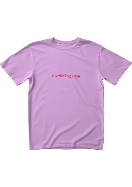 Kırmızı Overthinking Club Tasarım Relaxed Fit Erkek Ön-Arka Baskılı Tişört modelleri