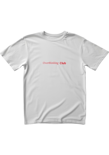 Kırmızı Overthinking Club Tasarım Relaxed Fit Erkek Ön-Arka Baskılı Tişört modelleri