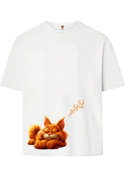 Zzzcat Oversize Çift Iplik Dokumalı %100 Pamuk Premium T-Shirt