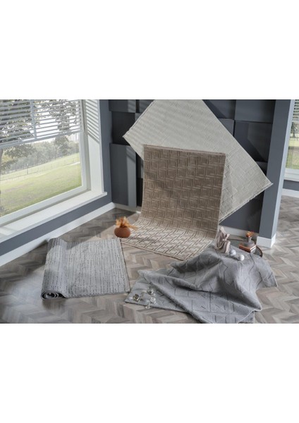 Deco Geo Geometrik Antitoz Krem Halı